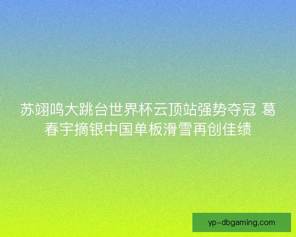 苏翊鸣大跳台世界杯云顶站强势夺冠 葛春宇摘银中国单板滑雪再创佳绩