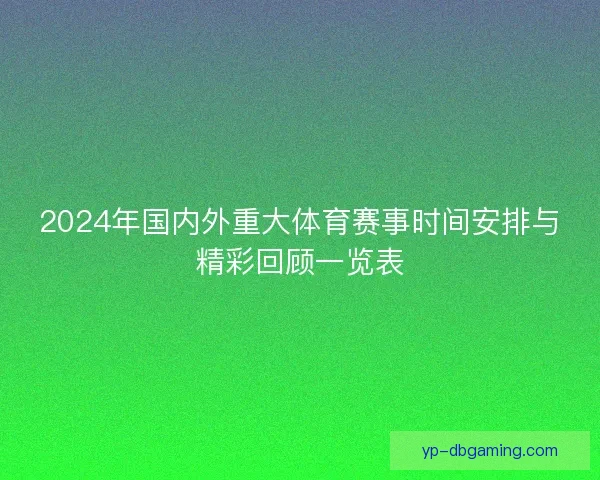 2024年国内外重大体育赛事时间安排与精彩回顾一览表