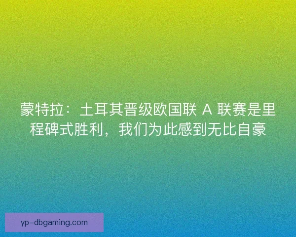 蒙特拉：土耳其晋级欧国联 A 联赛是里程碑式胜利，我们为此感到无比自豪