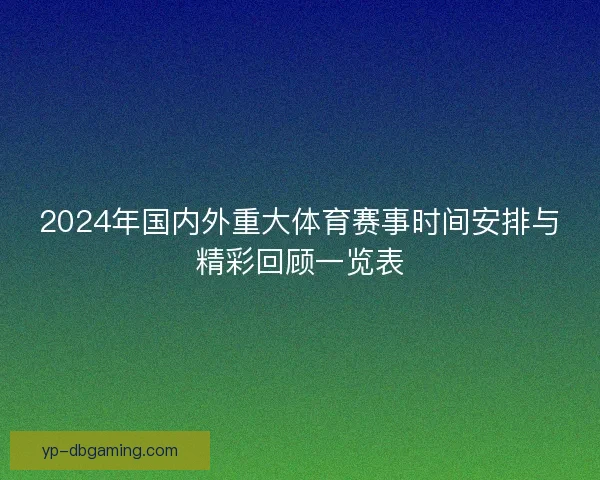 2024年国内外重大体育赛事时间安排与精彩回顾一览表