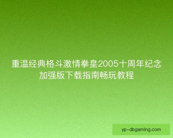 重温经典格斗激情拳皇2005十周年纪念加强版下载指南畅玩教程